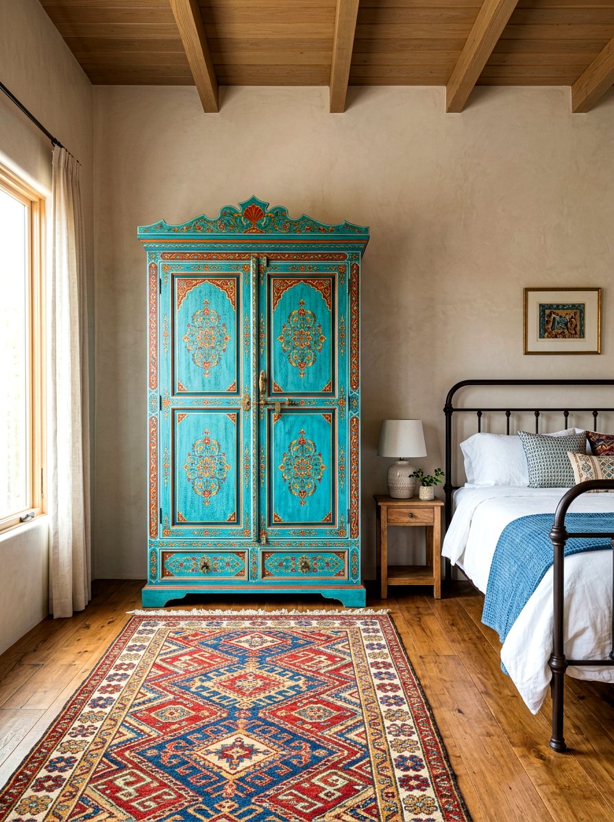 Hand Painted Moroccan Wardrobe - 30 Moroccan bedroom ideas