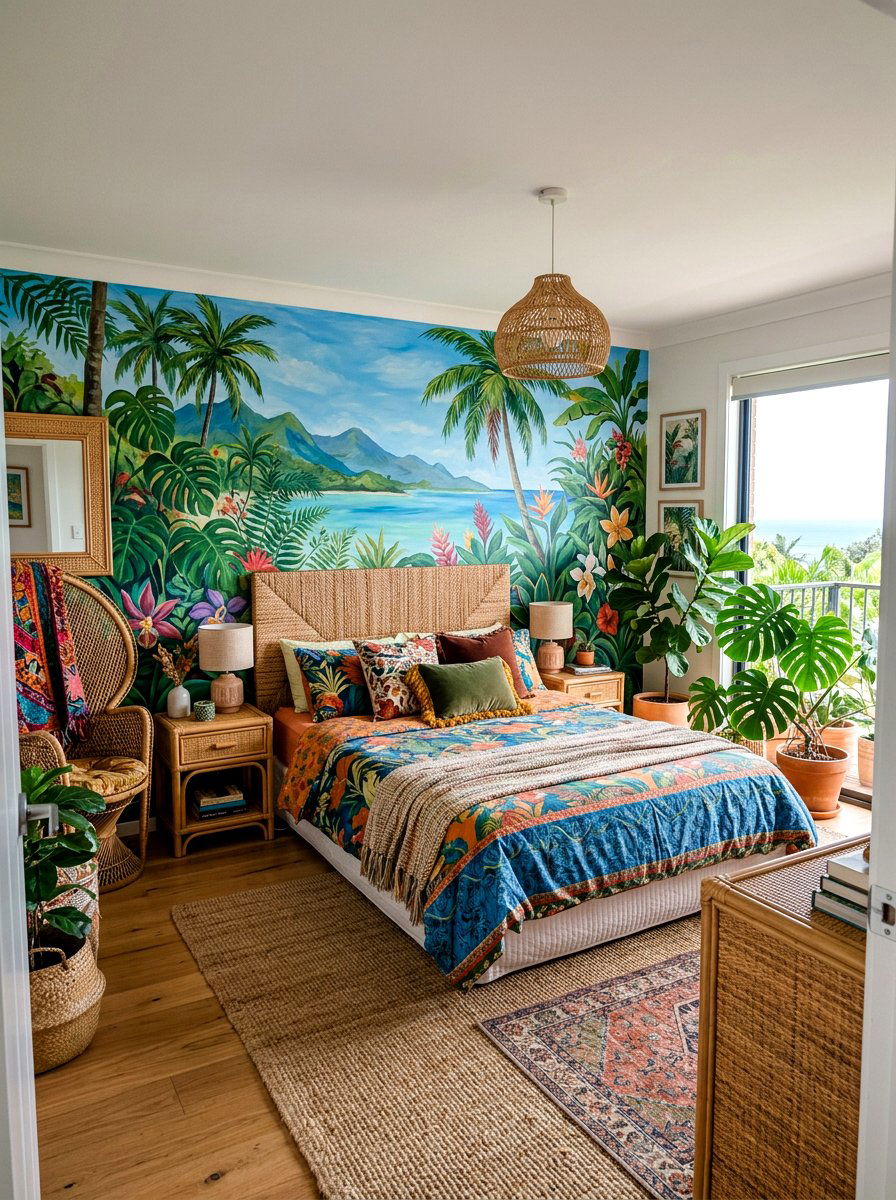 Hand Painted Mural - 30 maximalist bedroom ideas