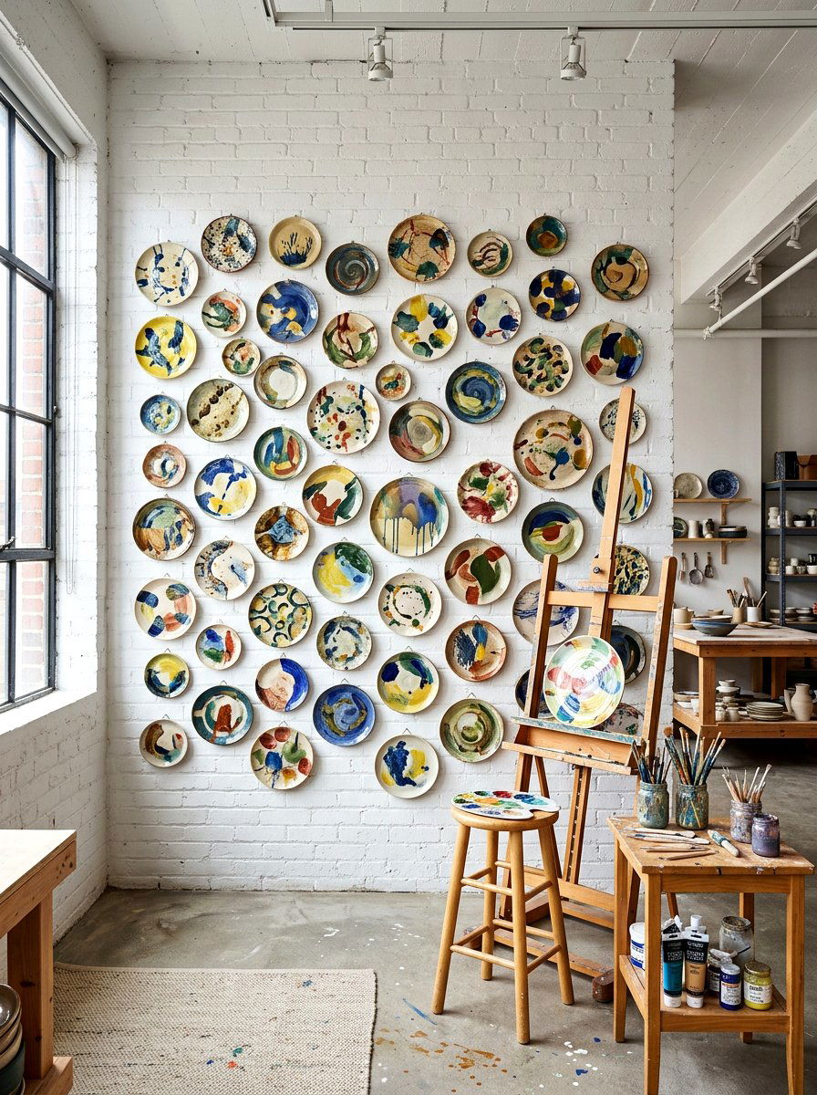 Hand Painted Plate Wall - 30 plate wall display ideas