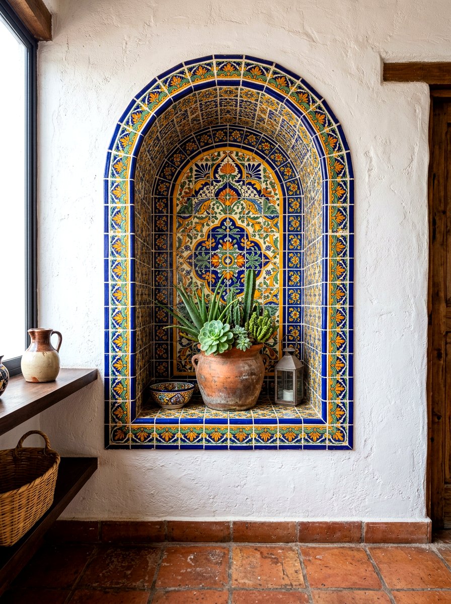 Hand Painted Talavera Tile - 30 Spanish courtyard exterior ideas