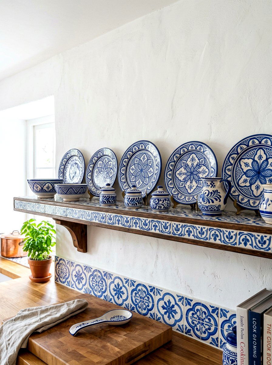 Hand Painted Tiled Shelf - 30 heritage kitchen shelf ideas