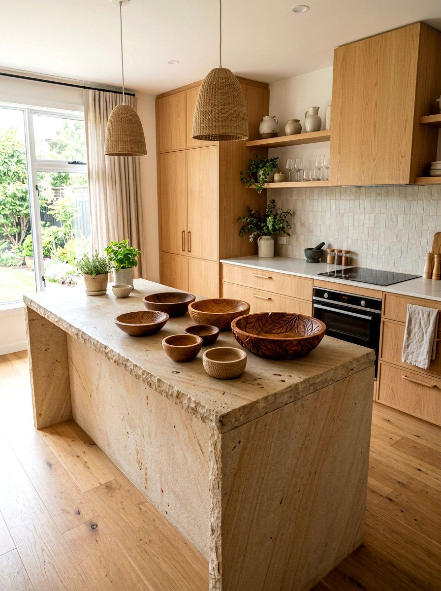Hand carved wooden bowls - 30 wabi sabi kitchen ideas