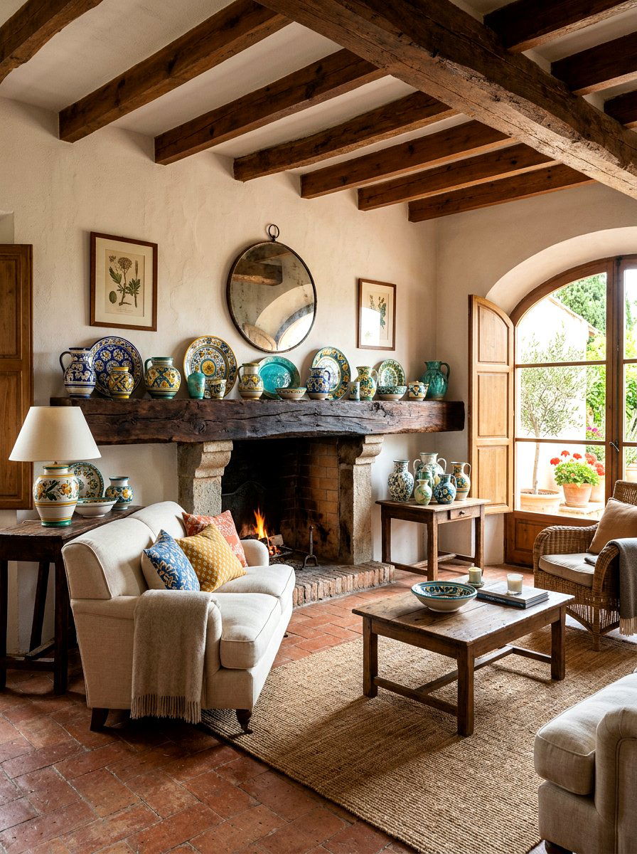 Hand painted ceramic living room - 30 Tuscan revival living room ideas