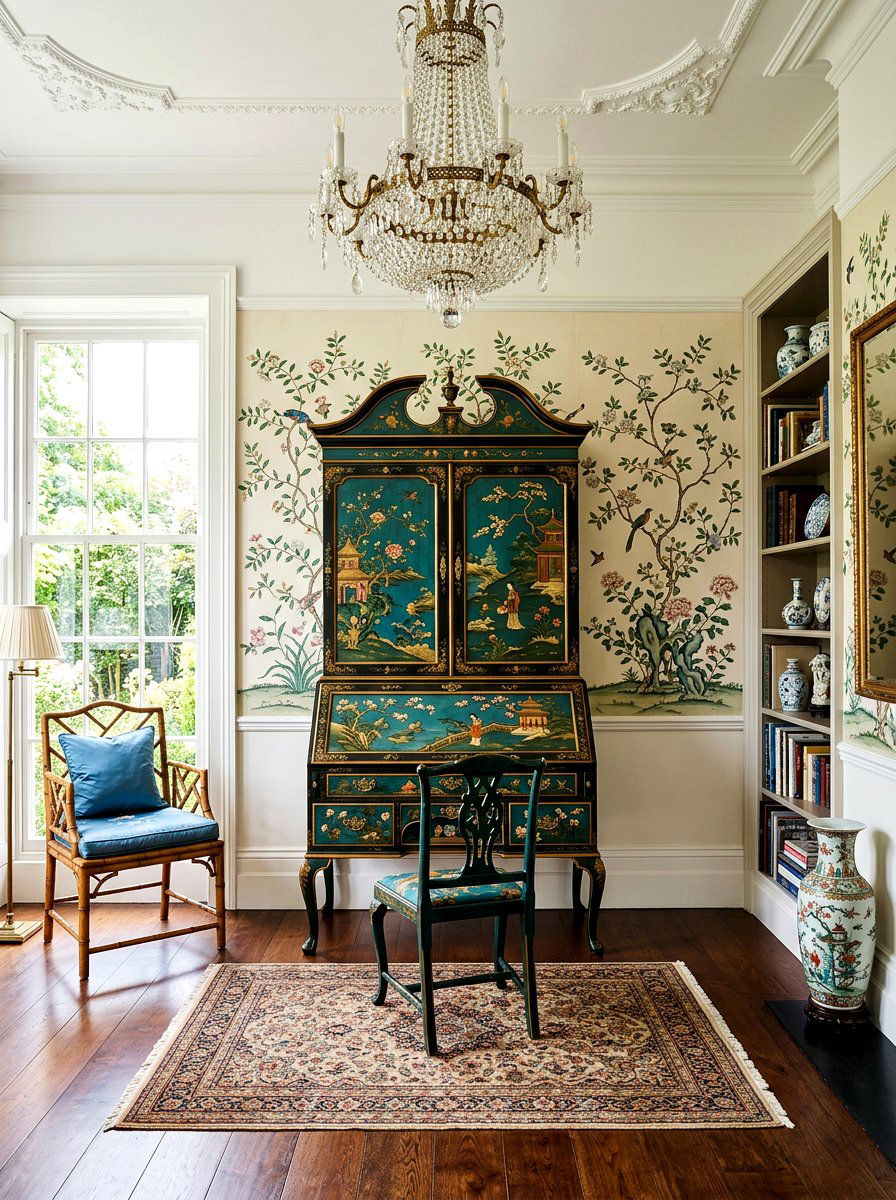 30 Chinoiserie Office Ideas for a Vintage Desk Look