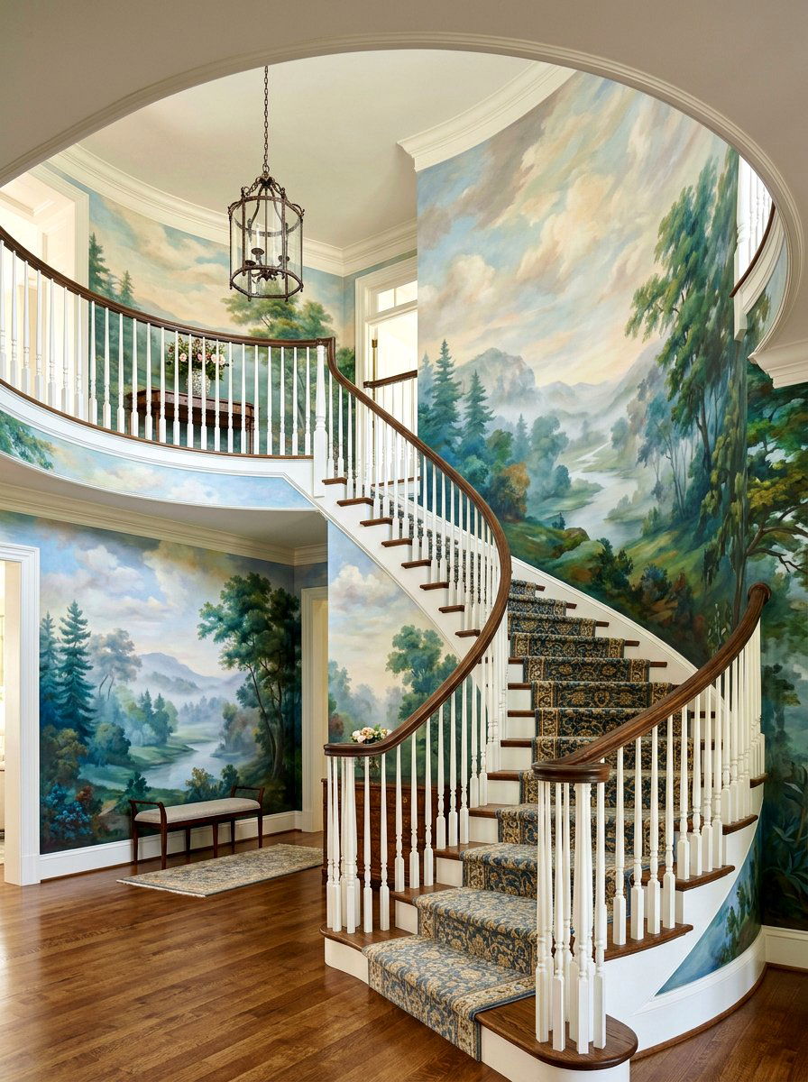 Hand painted mural - 30 staircase wall ideas