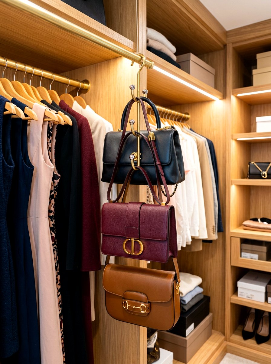 Handbag Hanger - 30 organizing small closets ideas