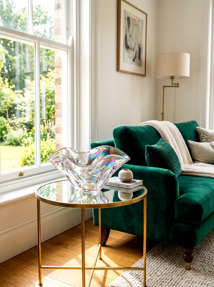 Handblown Iridescent Glass Bowl - 30 sculptural bowl decor ideas