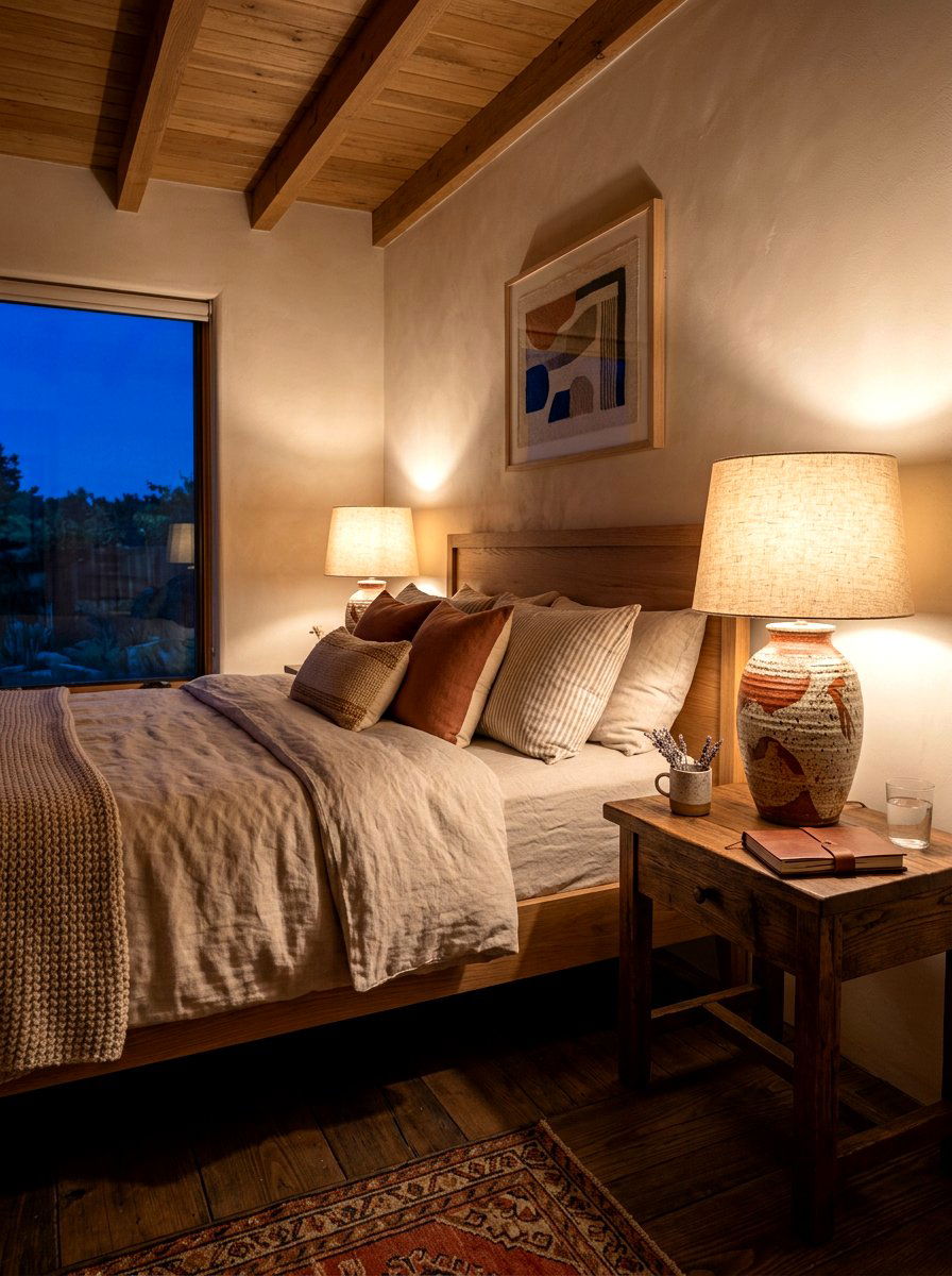 Handcrafted ceramic lamps - 30 earthy bedroom ideas