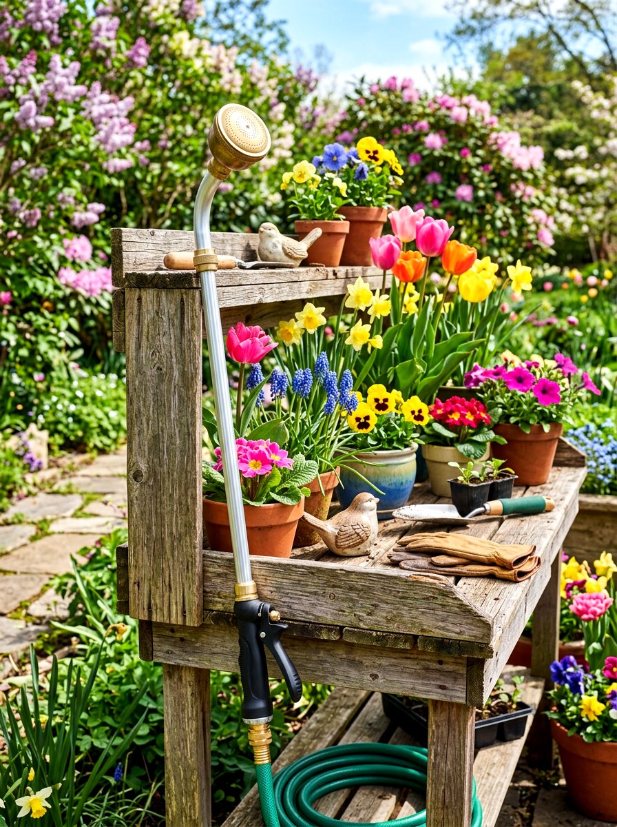 Handheld Long Reach Watering Wand - 30 greenhouse watering setup ideas