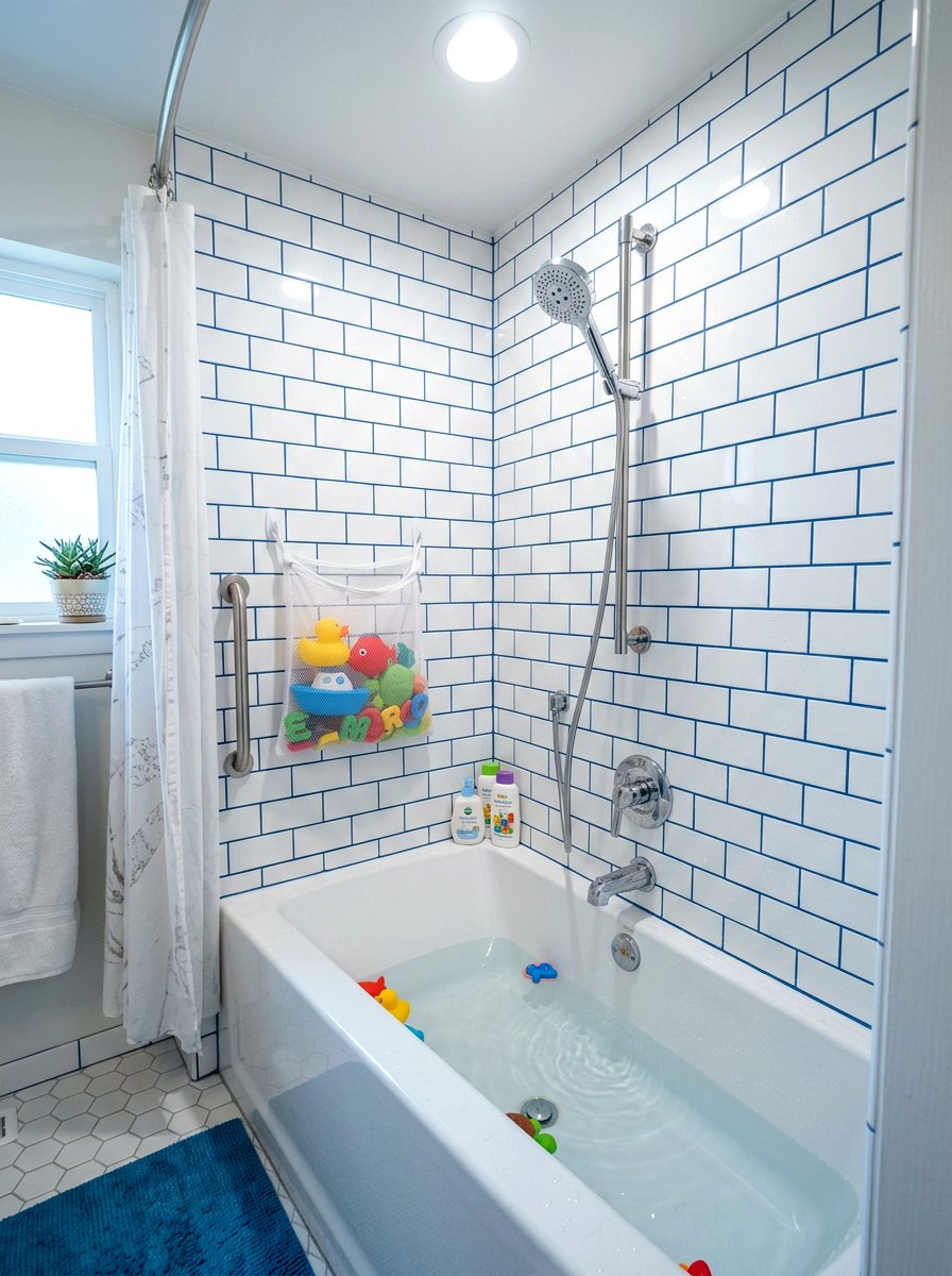 Handheld Shower Head - 30 kids bathroom decor ideas