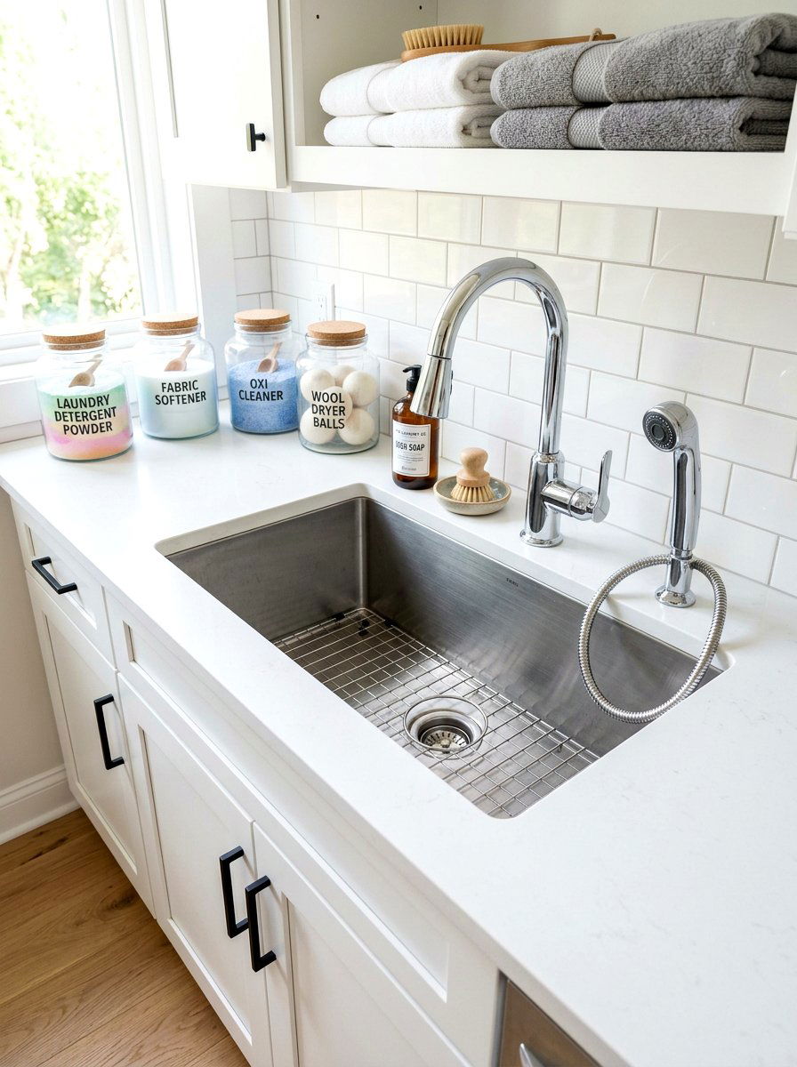 Handheld Sprayer Utility Sink - 30 laundry room sink ideas