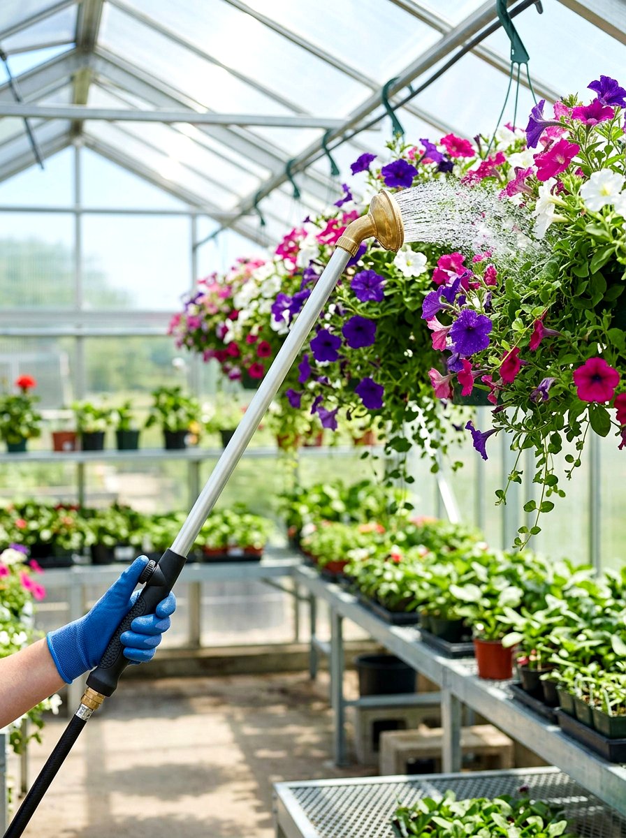 Handheld Watering Wand - 30 greenhouse watering ideas