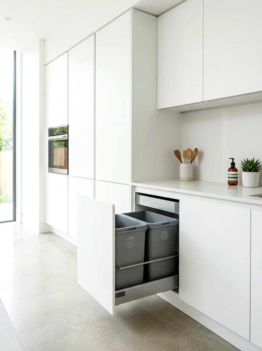 Handleless Trash Drawer - 30 kitchen trash pull out ideas