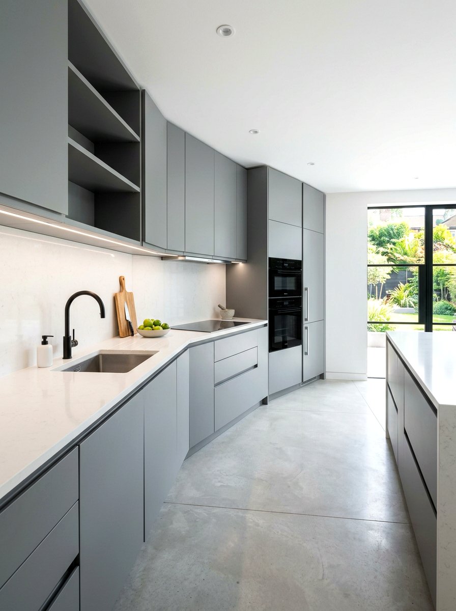 Handleless prep kitchen - 30 hidden prep kitchen ideas