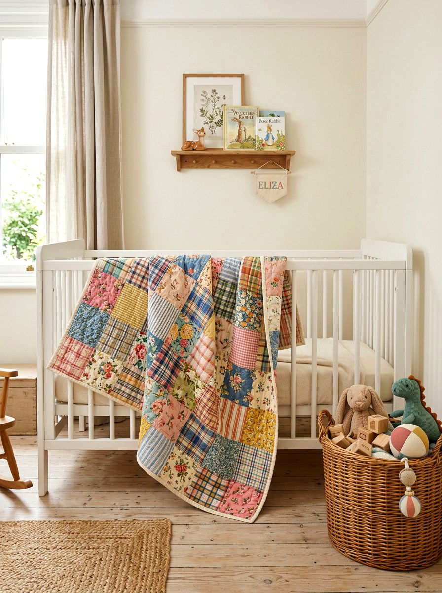 Handmade Patchwork Nursery Quilt - 30 English nursery decor ideas