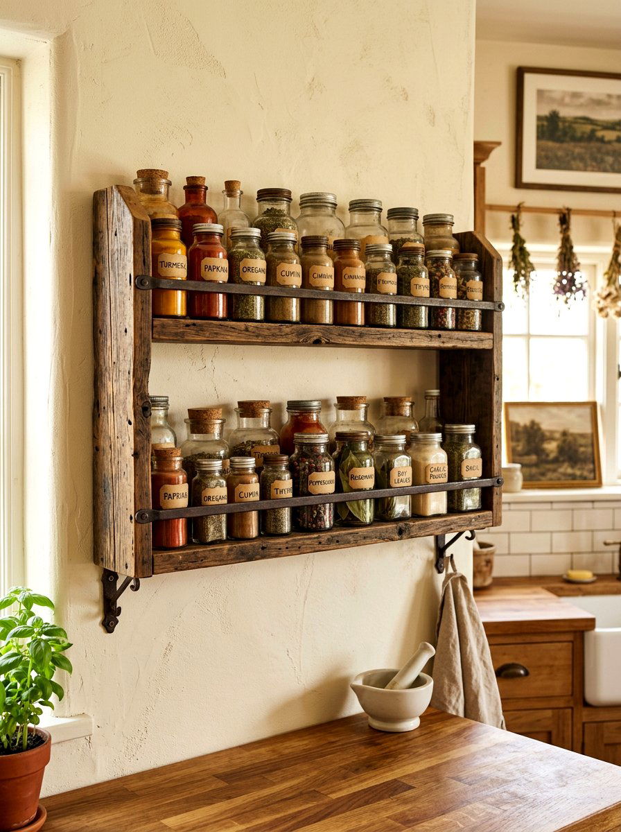 Handmade Wooden Spice Shelf - 30 spice rack ideas