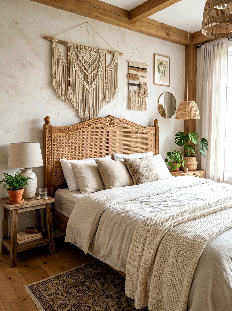 Handmade cane headboard - 30 cane headboard ideas