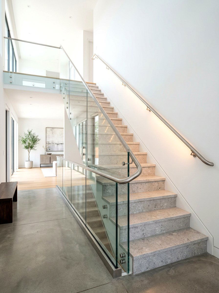 Handrail Integrated Stair Lighting - 30 stair tread lighting ideas