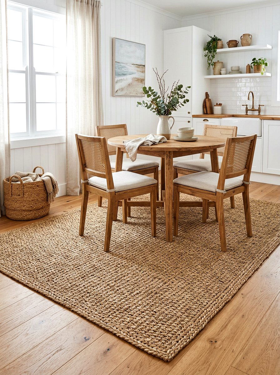 Handwoven Seagrass Rug - 30 tomato girl summer kitchen ideas