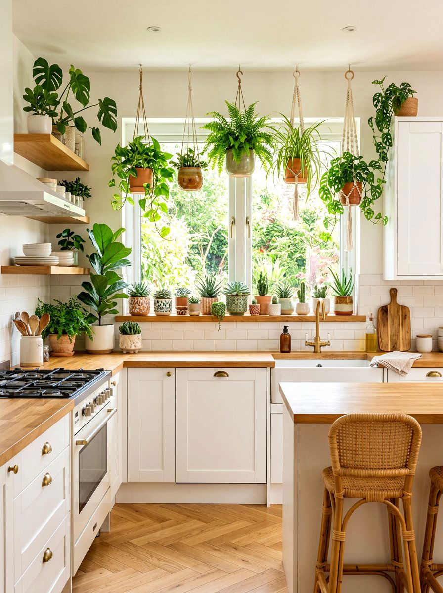 Hang Kitchen Plants - 30 budget kitchen ideas