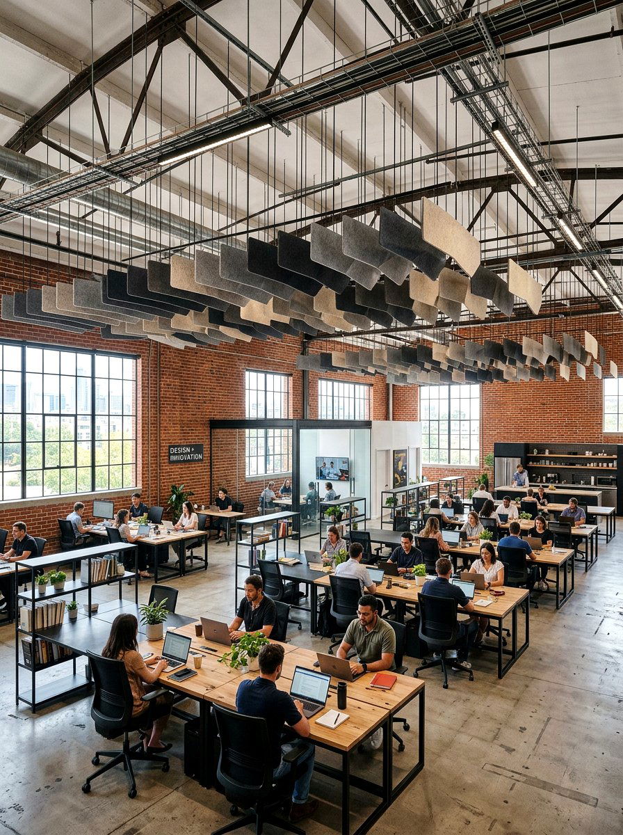 Hanging Acoustic Baffle - 30 sound dampening office ideas