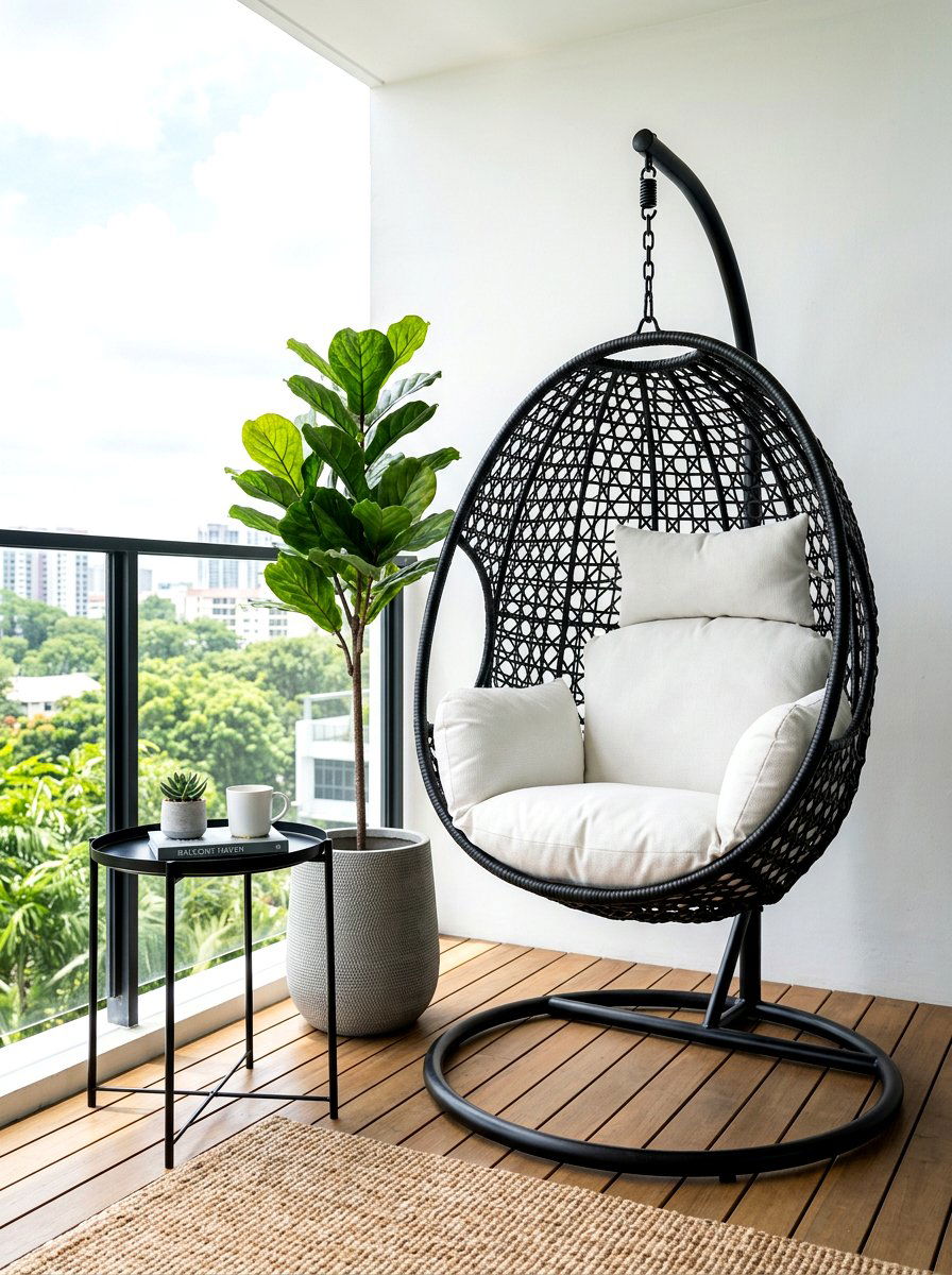 Hanging Balcony Egg Chair - 30 urban balcony ideas