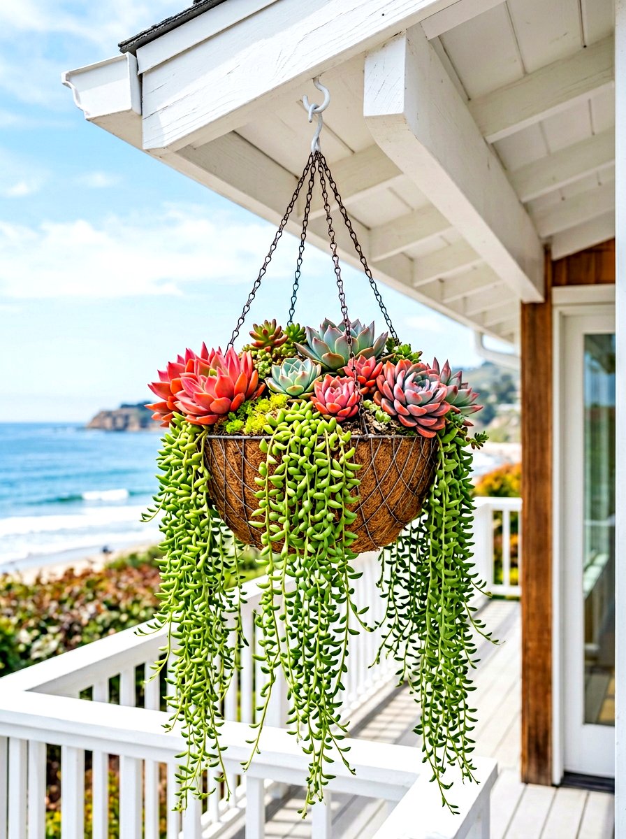 Hanging Basket Arrangement - 30 succulent garden ideas