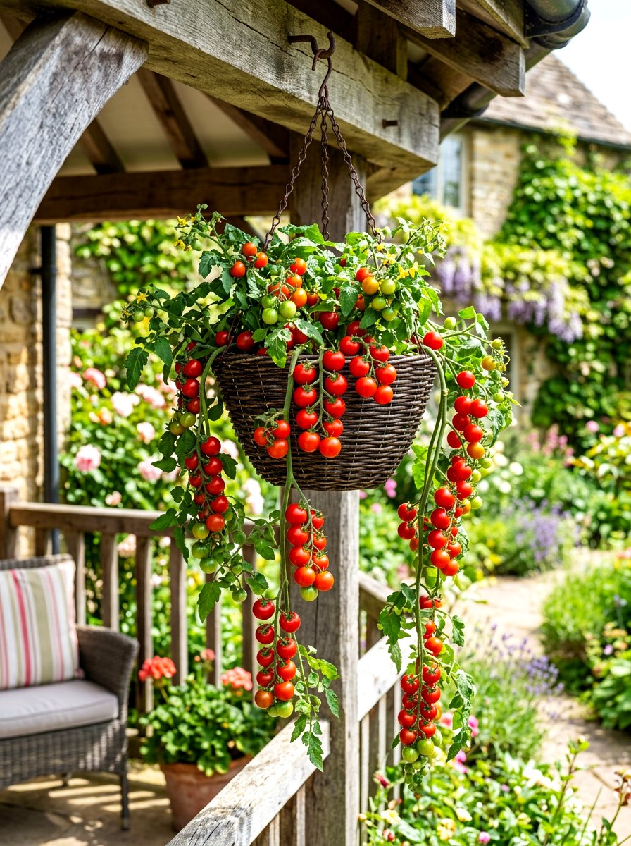 Hanging Basket Cherry Tomatoes - 30 pizza garden ideas
