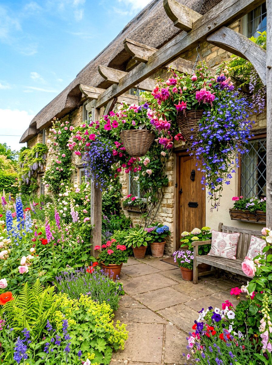 Hanging Basket Cottage Garden - 30 cottage garden ideas