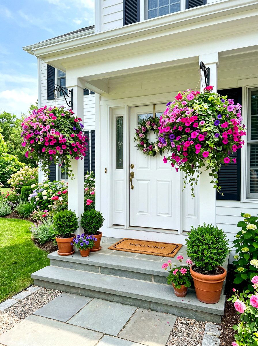 Hanging Basket Entryway - 30 budget garden ideas