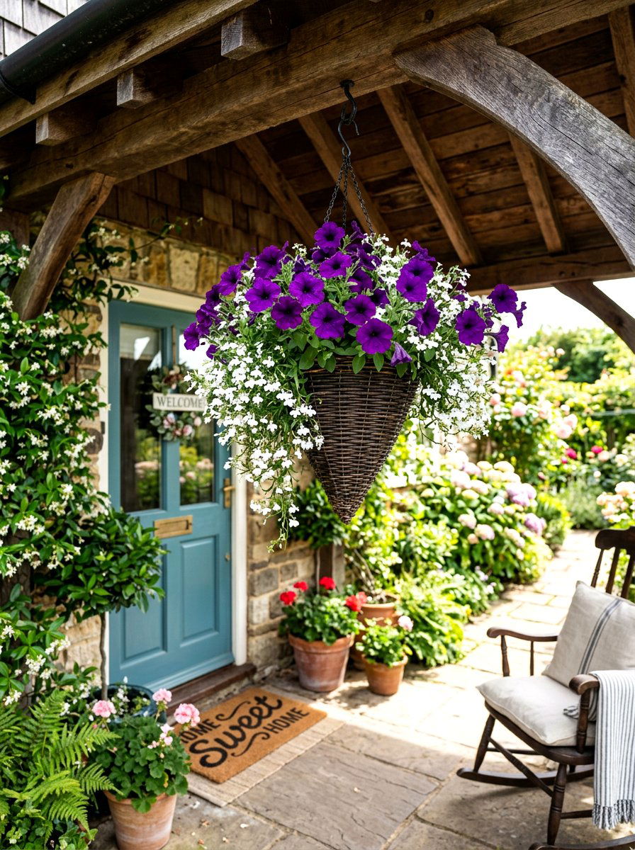 Hanging Basket Front Door Planter - 30 front door planter ideas