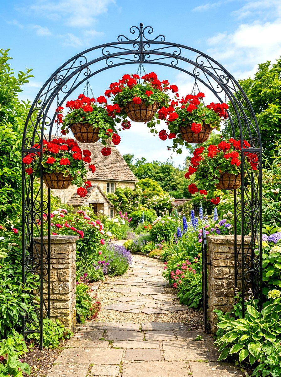Hanging Basket Garden Arch - 30 arbor entrance ideas