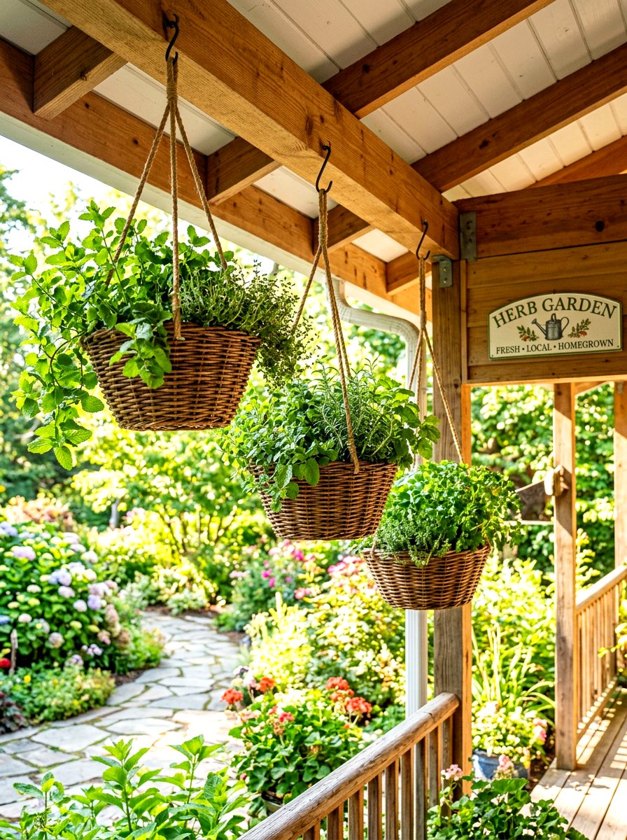 Hanging Basket Herb Garden - 30 vertical herb garden ideas