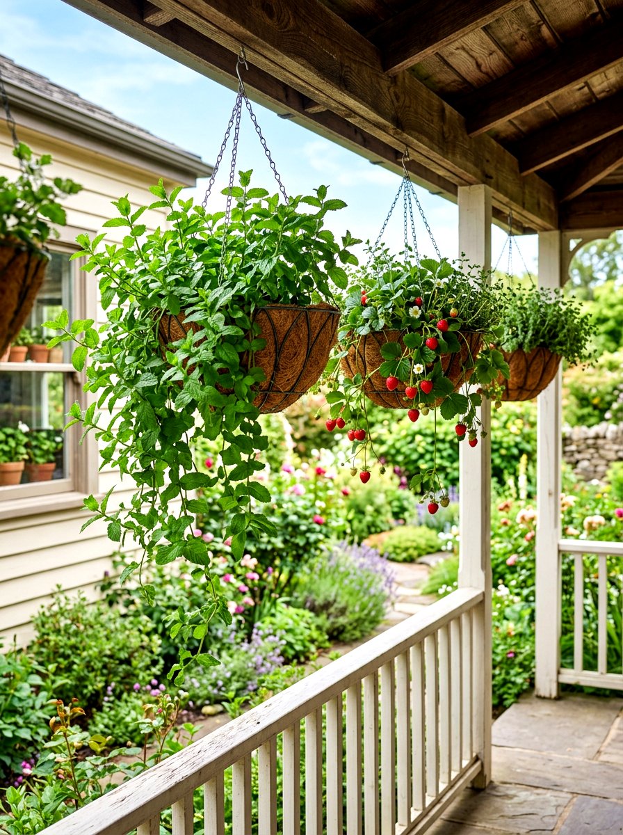 Hanging Basket Herbs - 30 kitchen garden ideas