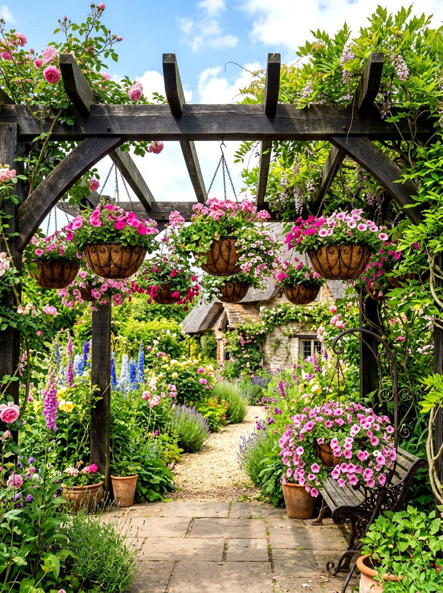 Hanging Basket Stand - 30 budget container garden ideas