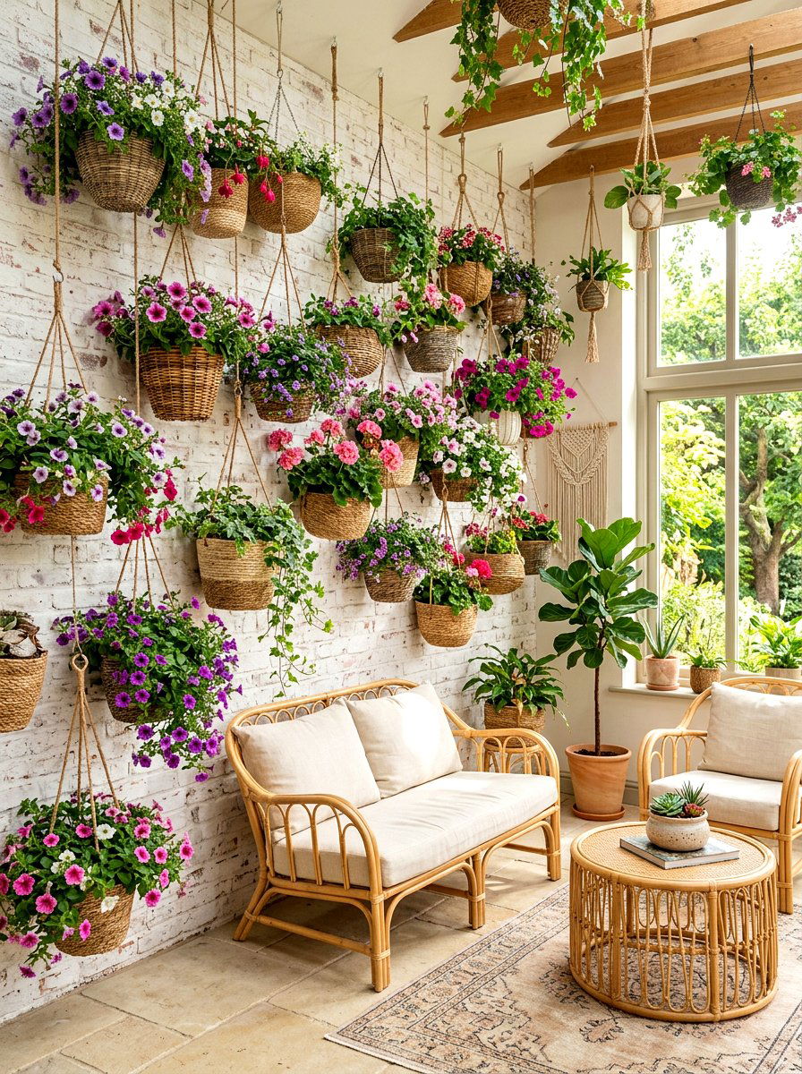 Hanging Basket Wall - 30 living wall ideas