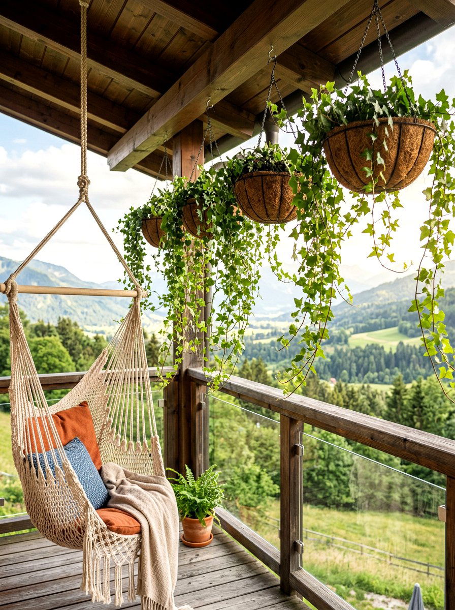 Hanging Baskets With Trailing Ivy - 30 balcony privacy planter ideas