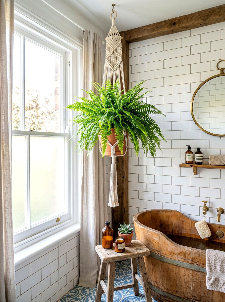 Hanging Bathroom Plant - 30 tiny house bathroom ideas