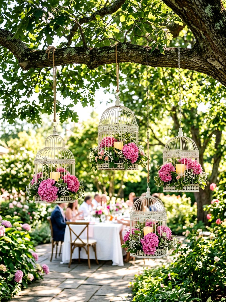 Hanging Birdcage Decor - 30 garden tea party decor ideas
