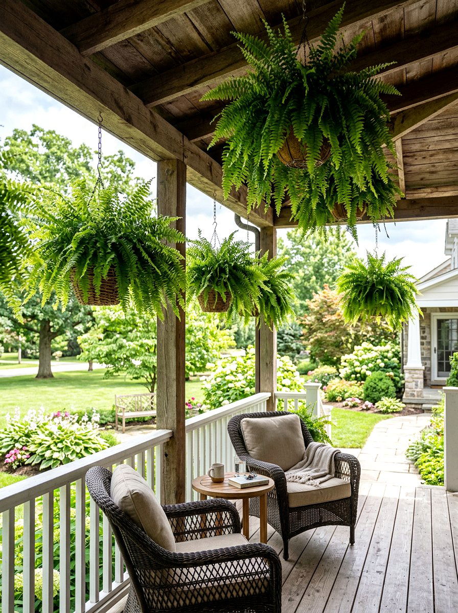 Hanging Boston Fern - 30 front porch spring refresh ideas