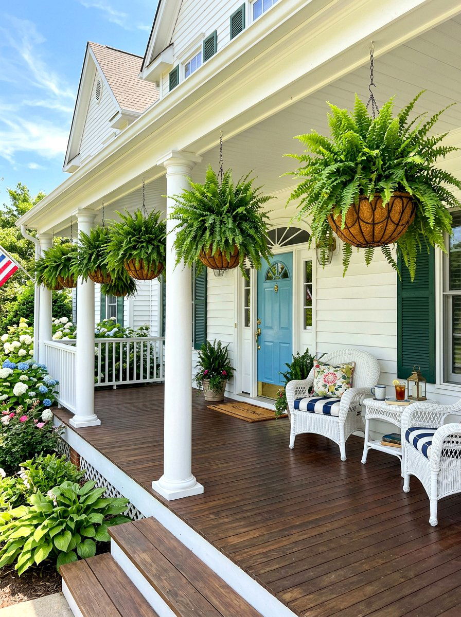 Hanging Boston Fern - 30 porch ferns ideas