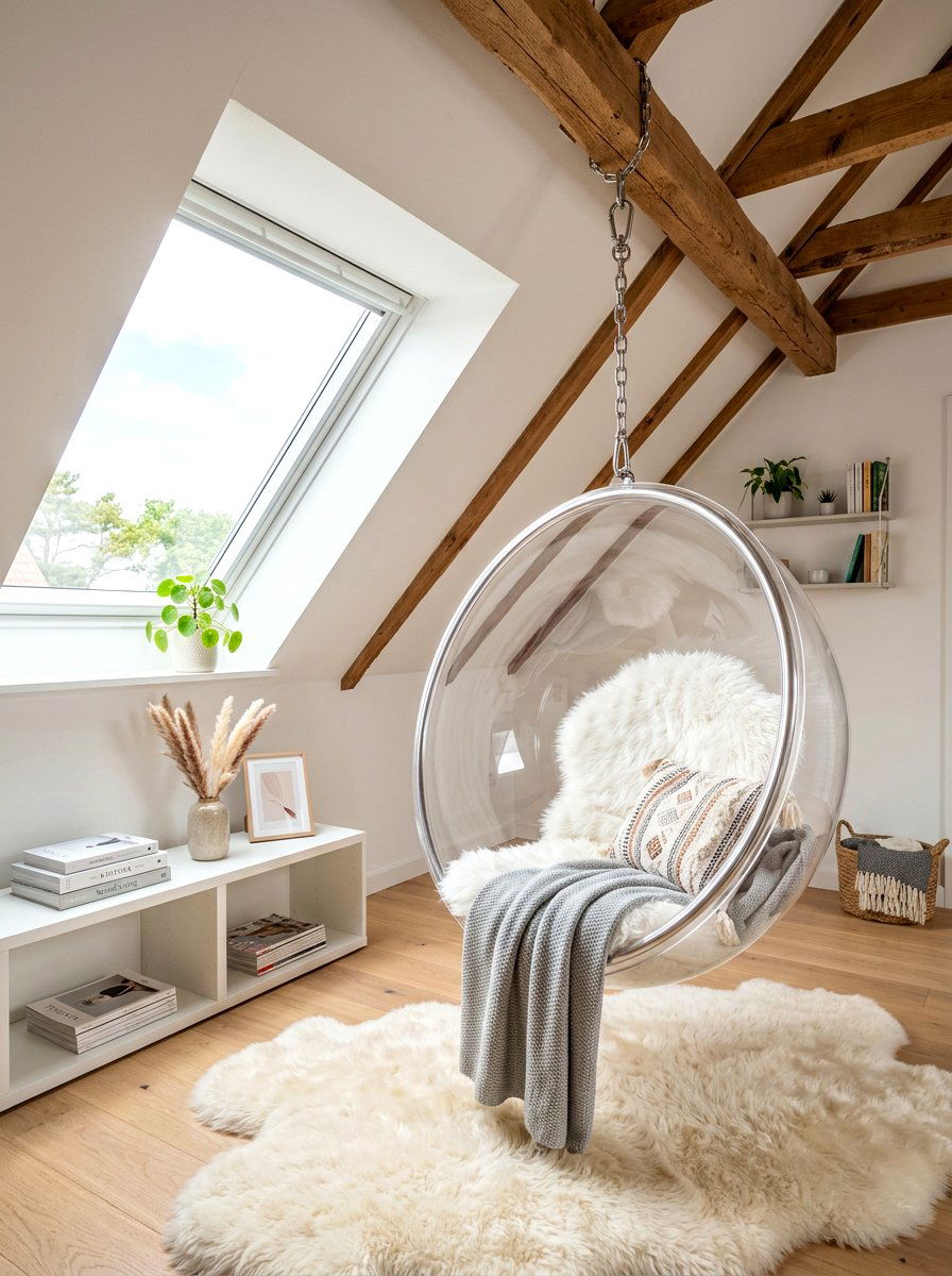 Hanging Chair Attic Setup - 30 attic reading nook ideas