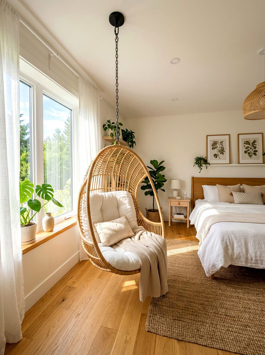 Hanging Chair Bedroom - 30 boho bedroom ideas