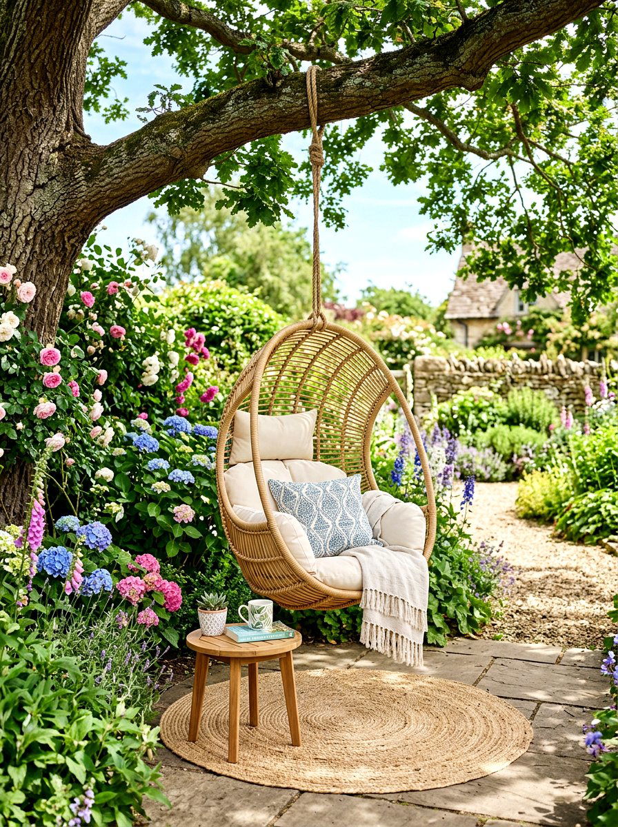 Hanging Chair Corner - 30 garden lounge ideas
