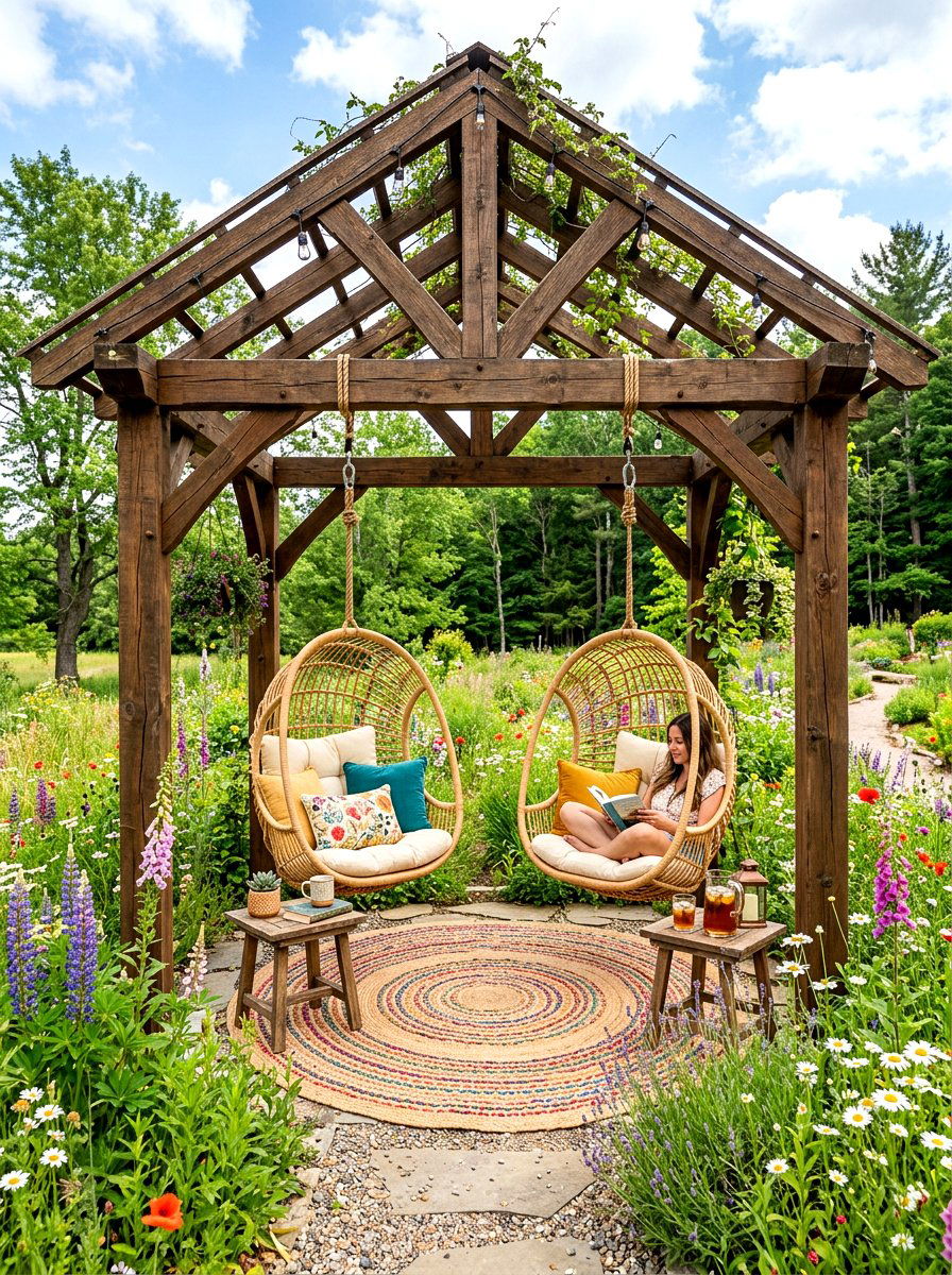Hanging Chair Gazebo - 30 cozy gazebo ideas