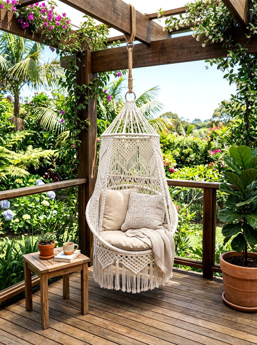 Hanging Chair In Deck Corner - 30 deck corner seating ideas