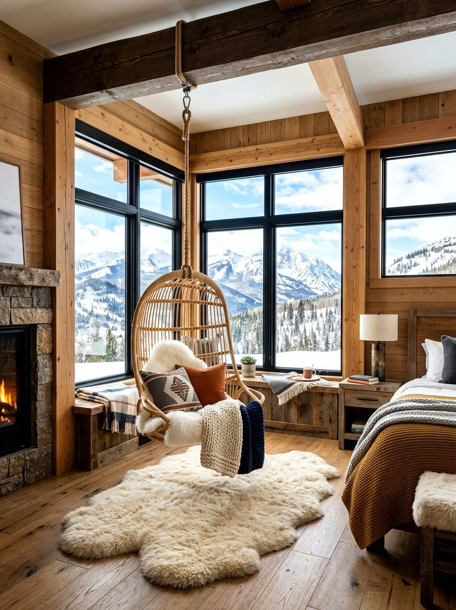Hanging Chair Mountain Bedroom - 30 mountain modern bedroom ideas