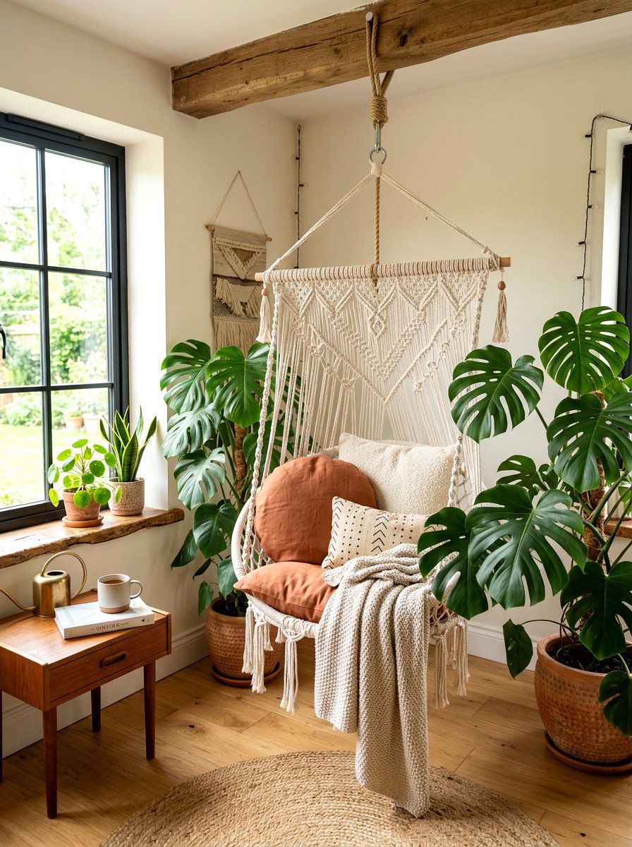 Hanging Chair Retreat - 30 wellness nook ideas