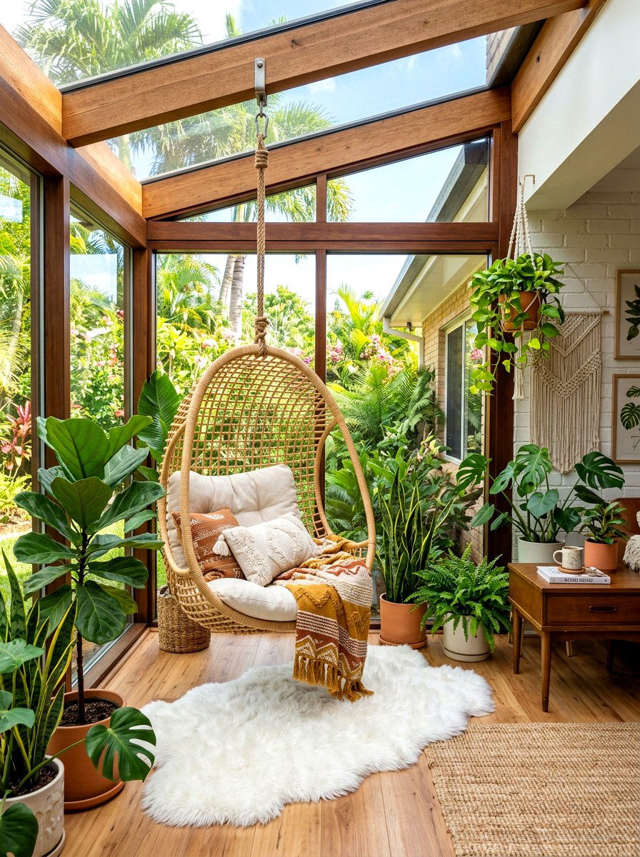 Hanging Chair Sunroom - 30 sunroom reading nook ideas