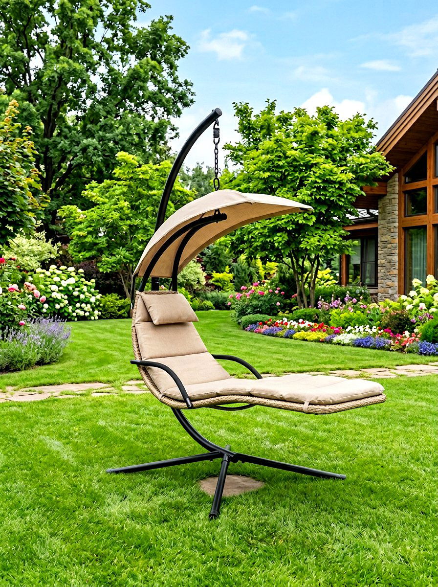Hanging Chaise Swing - 30 chaise lounge patio ideas